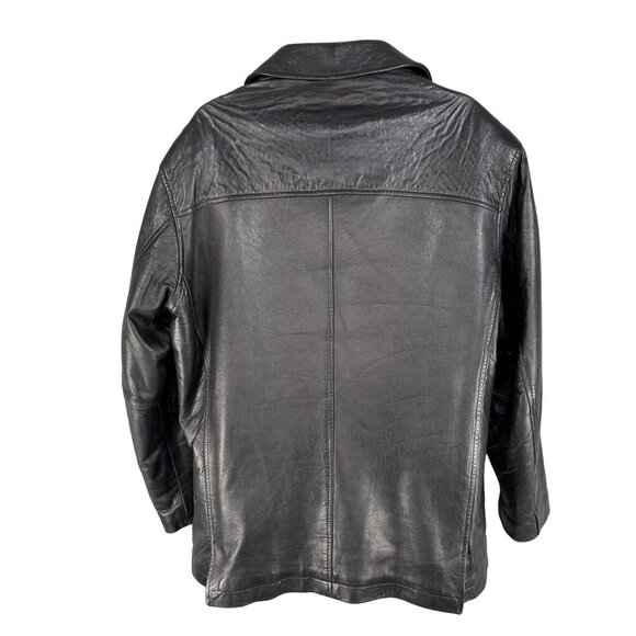G&F Men L Black 100% Soft Leather Jacket Thermolite Plus Insulation Quiet Luxury - Picture 2 of 11